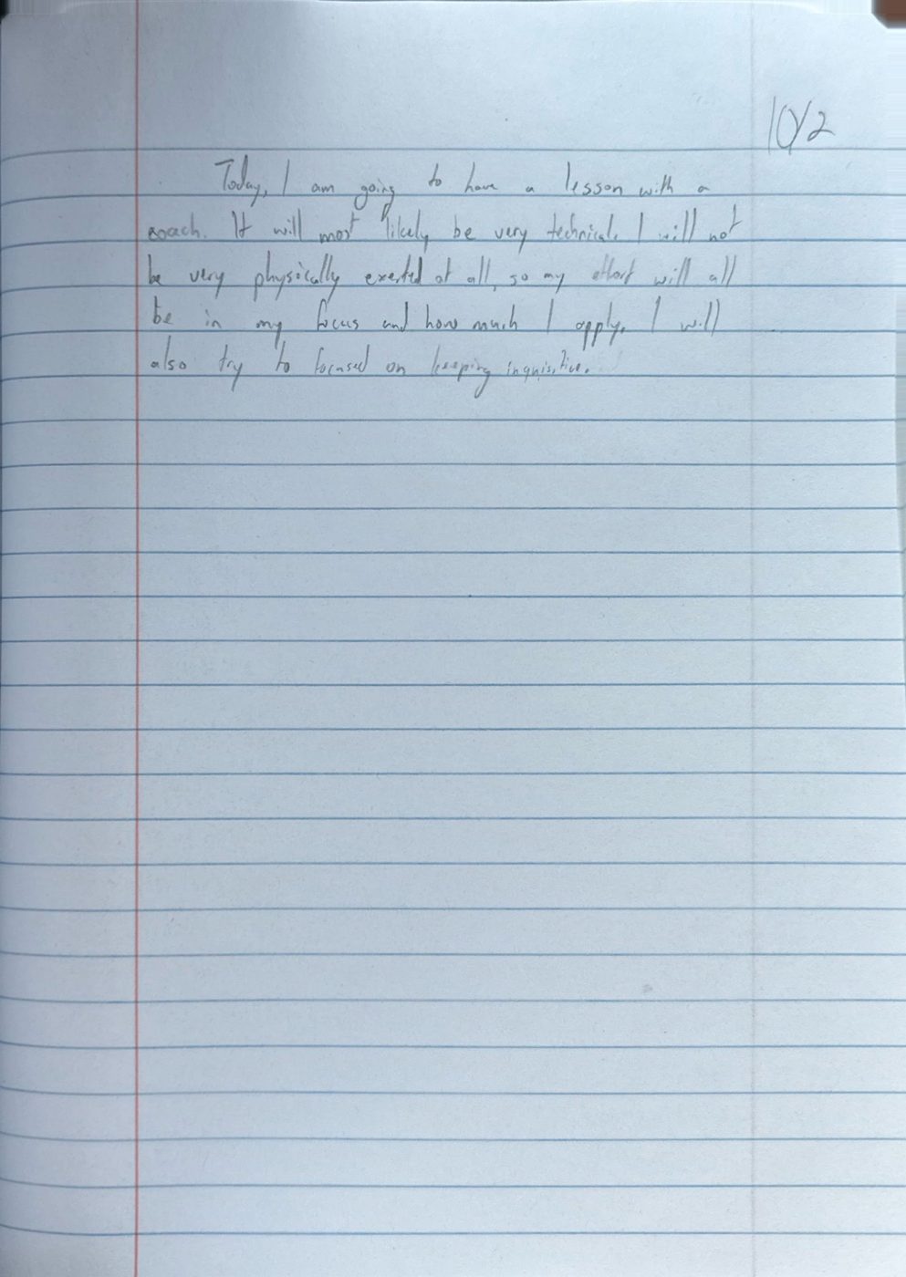 Scan of the handwritten notebook page, October 2, 2024