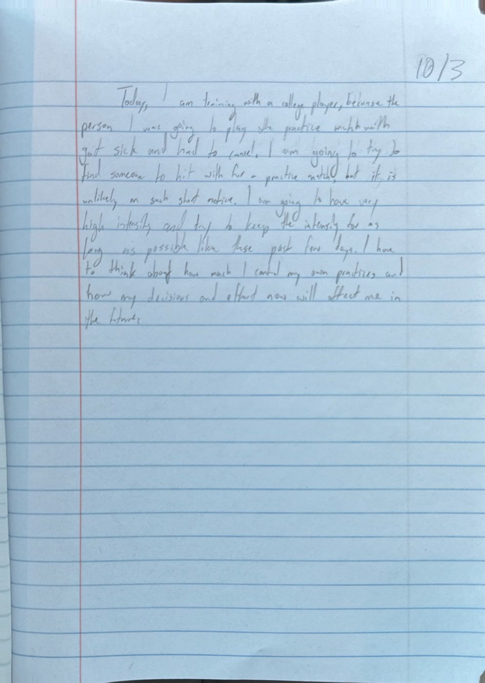 Scan of the handwritten notebook page, October 3, 2024