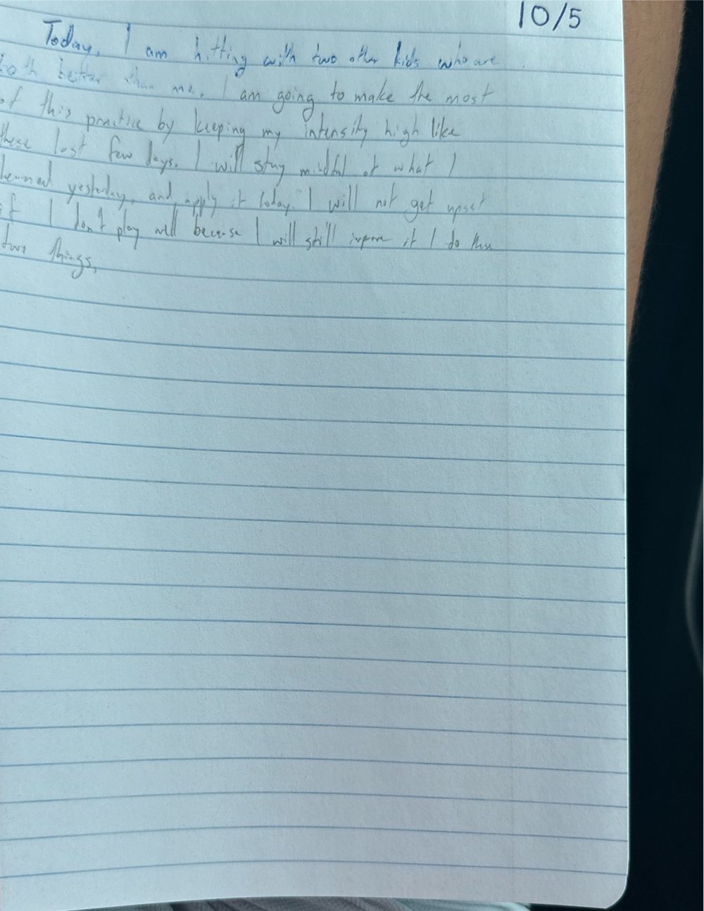 Scan of the handwritten notebook page, October 5, 2024