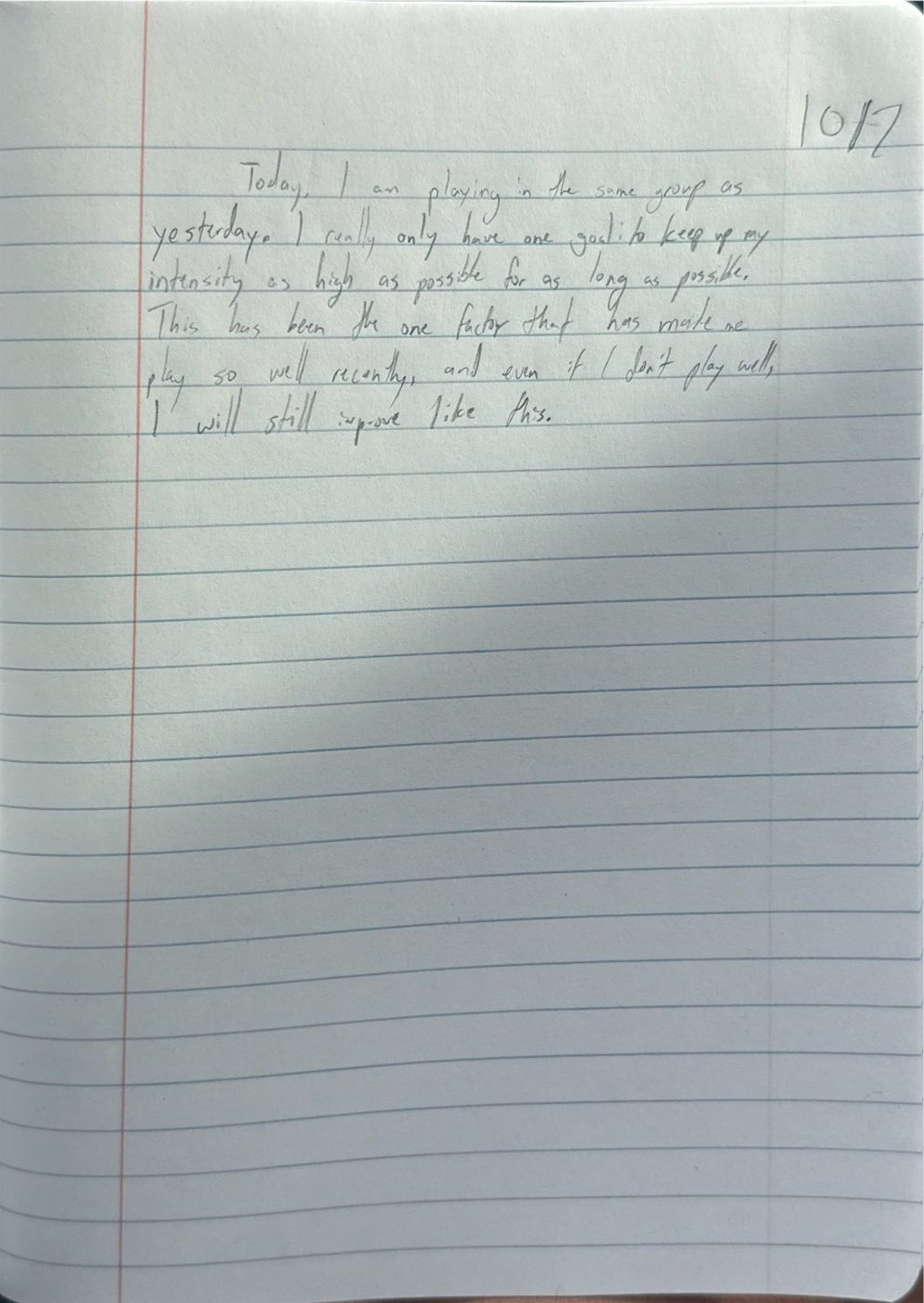 Scan of the handwritten notebook page, October 7, 2024