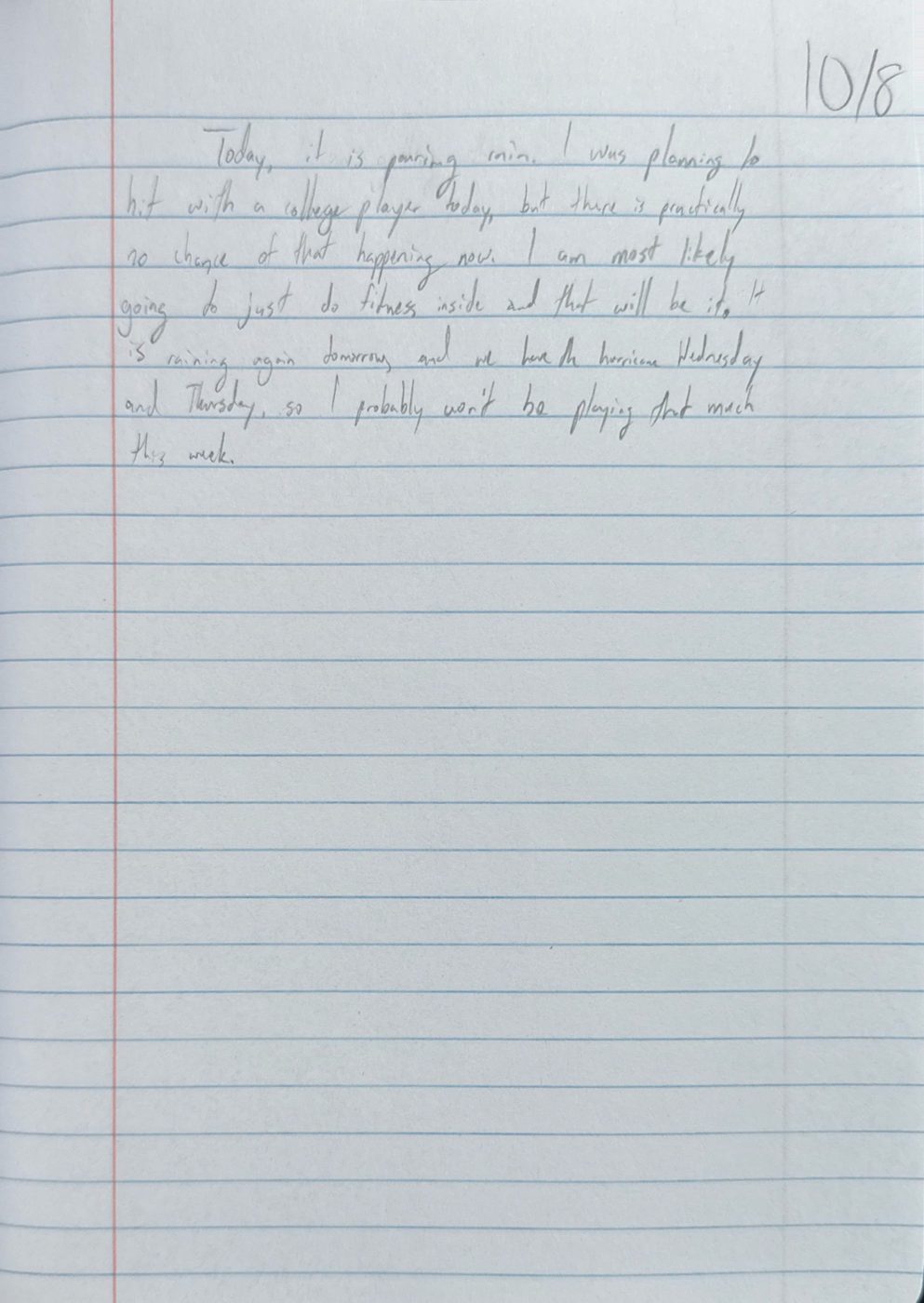 Scan of the handwritten notebook page, October 8, 2024