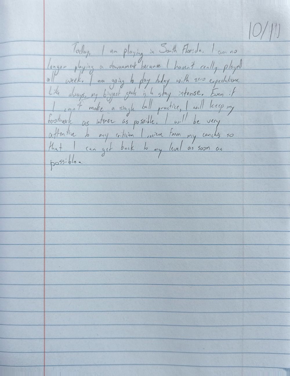Scan of the handwritten notebook page, October 11, 2024