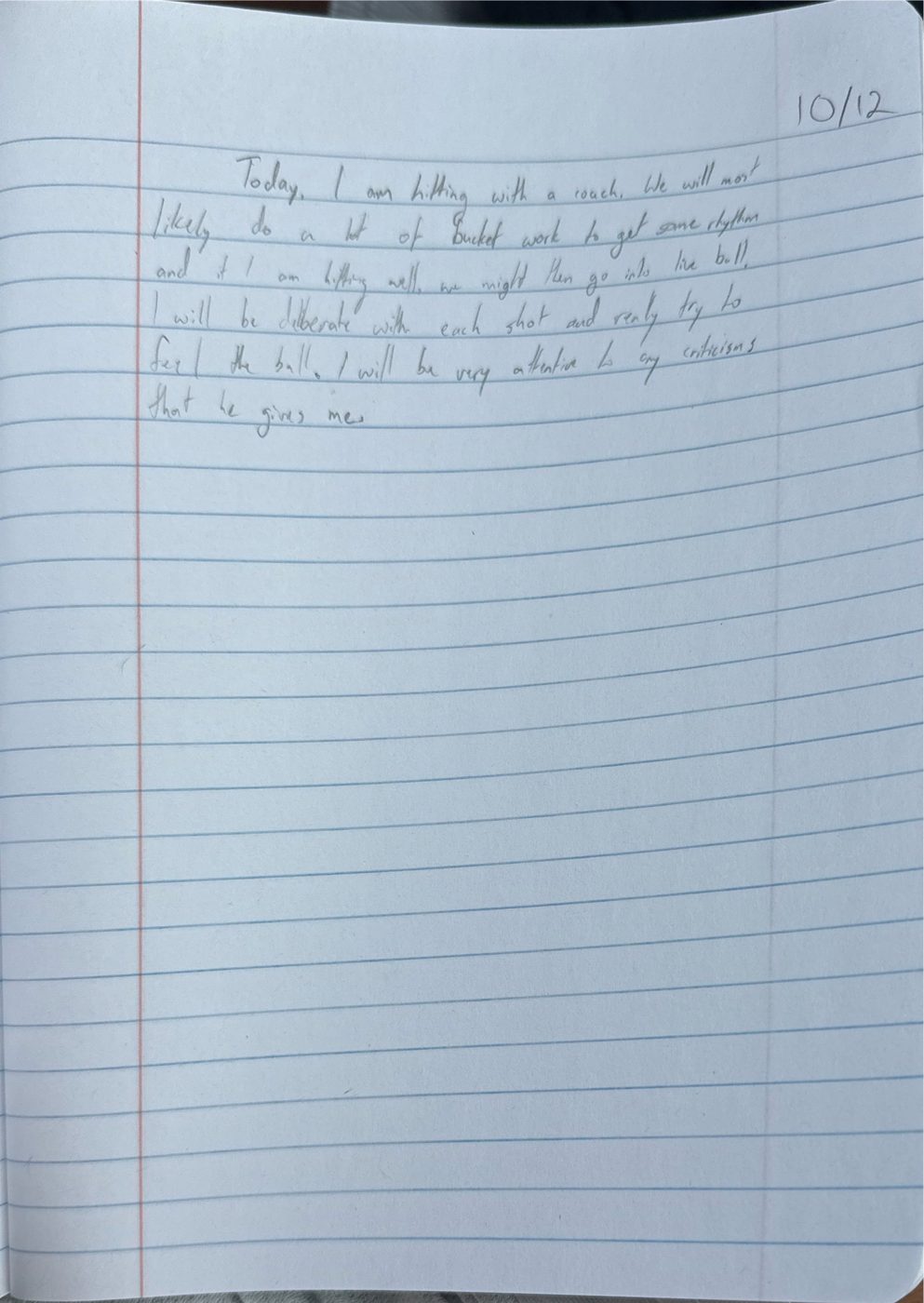 Scan of the handwritten notebook page, October 12, 2024