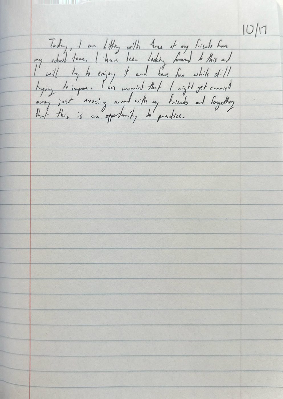 Scan of the handwritten notebook page, October 17, 2024