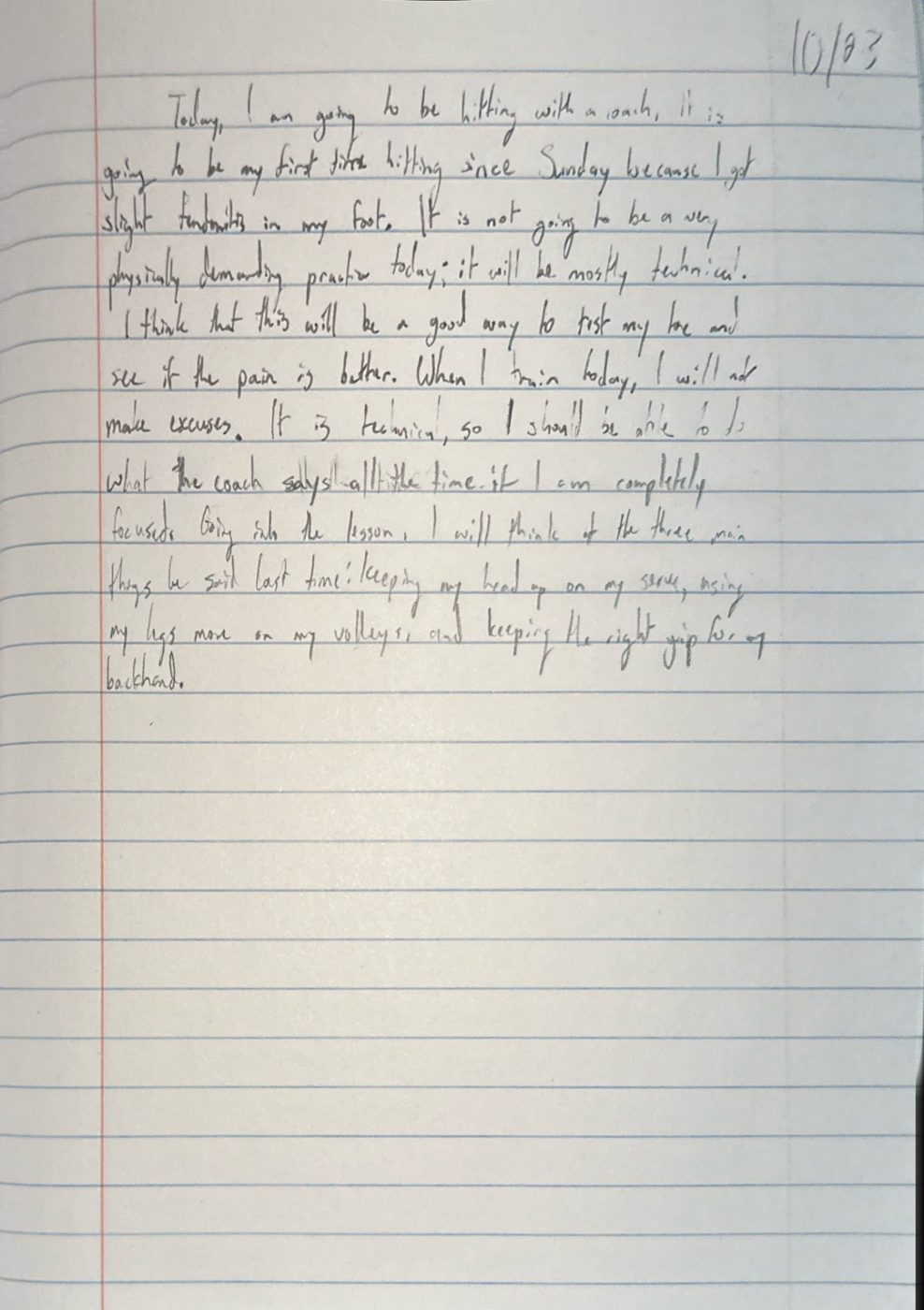 Scan of the handwritten notebook page, October 23, 2024