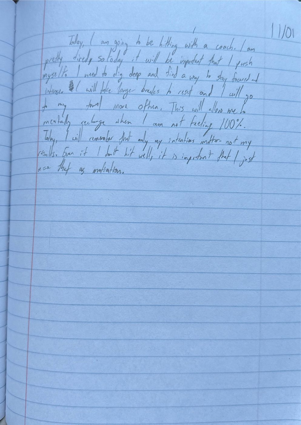 Scan of the handwritten notebook page, November 1, 2024