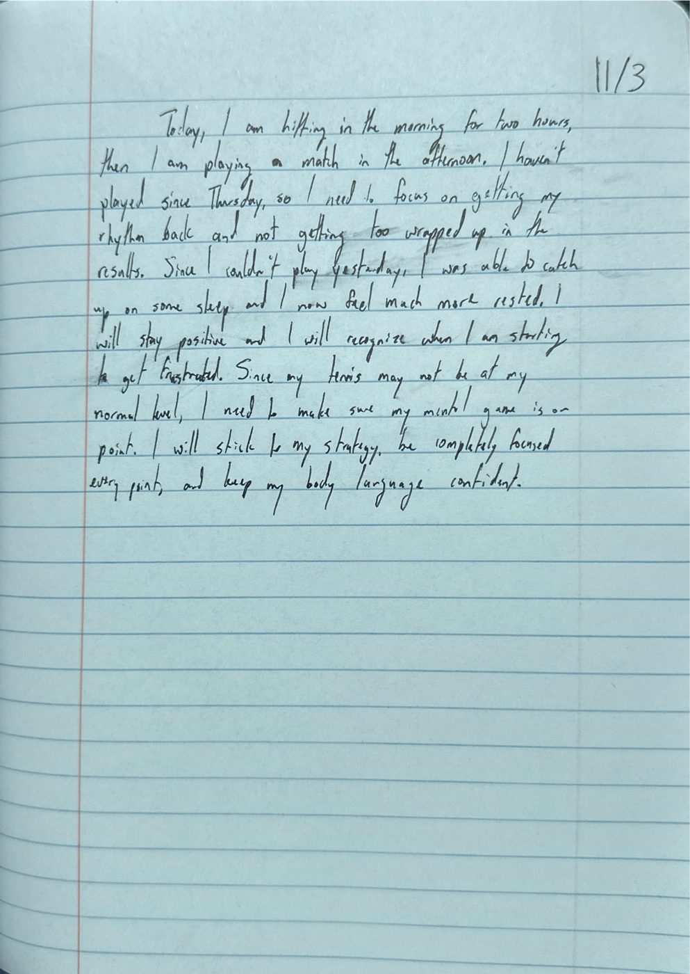 Scan of the handwritten notebook page, November 3, 2024