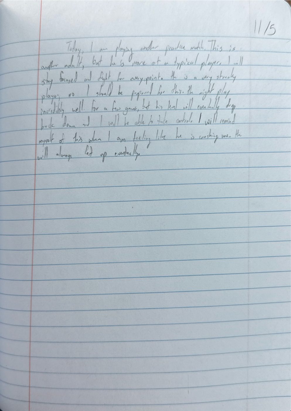 Scan of the handwritten notebook page, November 5, 2024