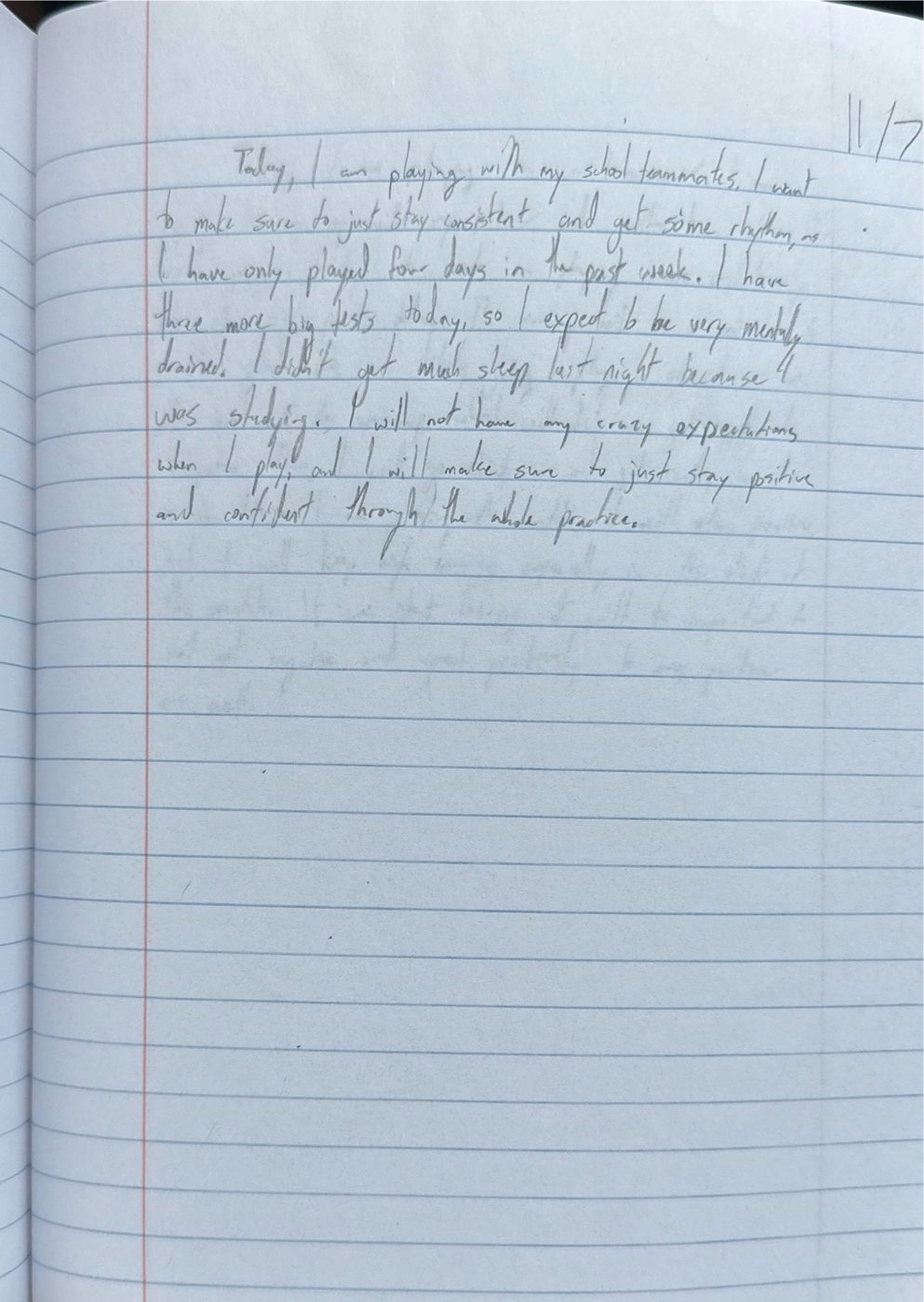 Scan of the handwritten notebook page, November 7, 2024
