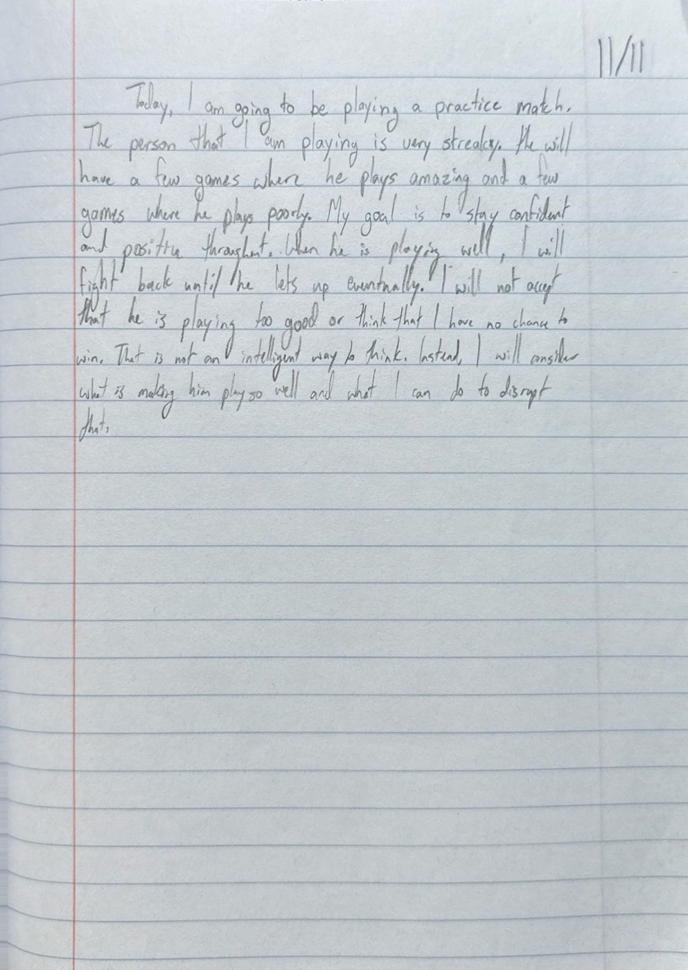 Scan of the handwritten notebook page, November 11, 2024