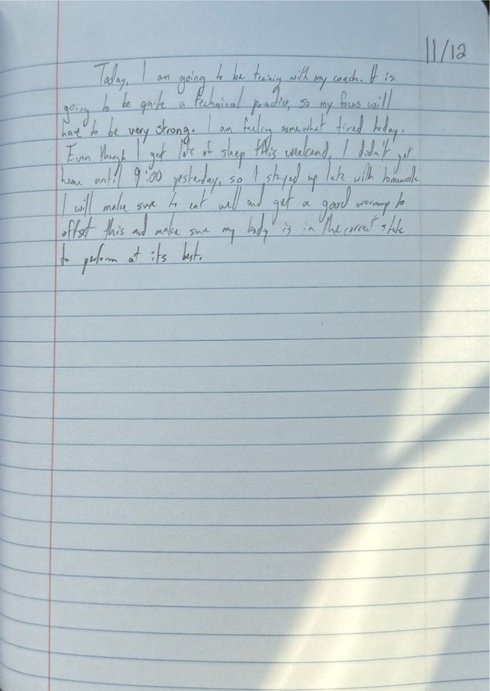 Scan of the handwritten notebook page, November 12, 2024