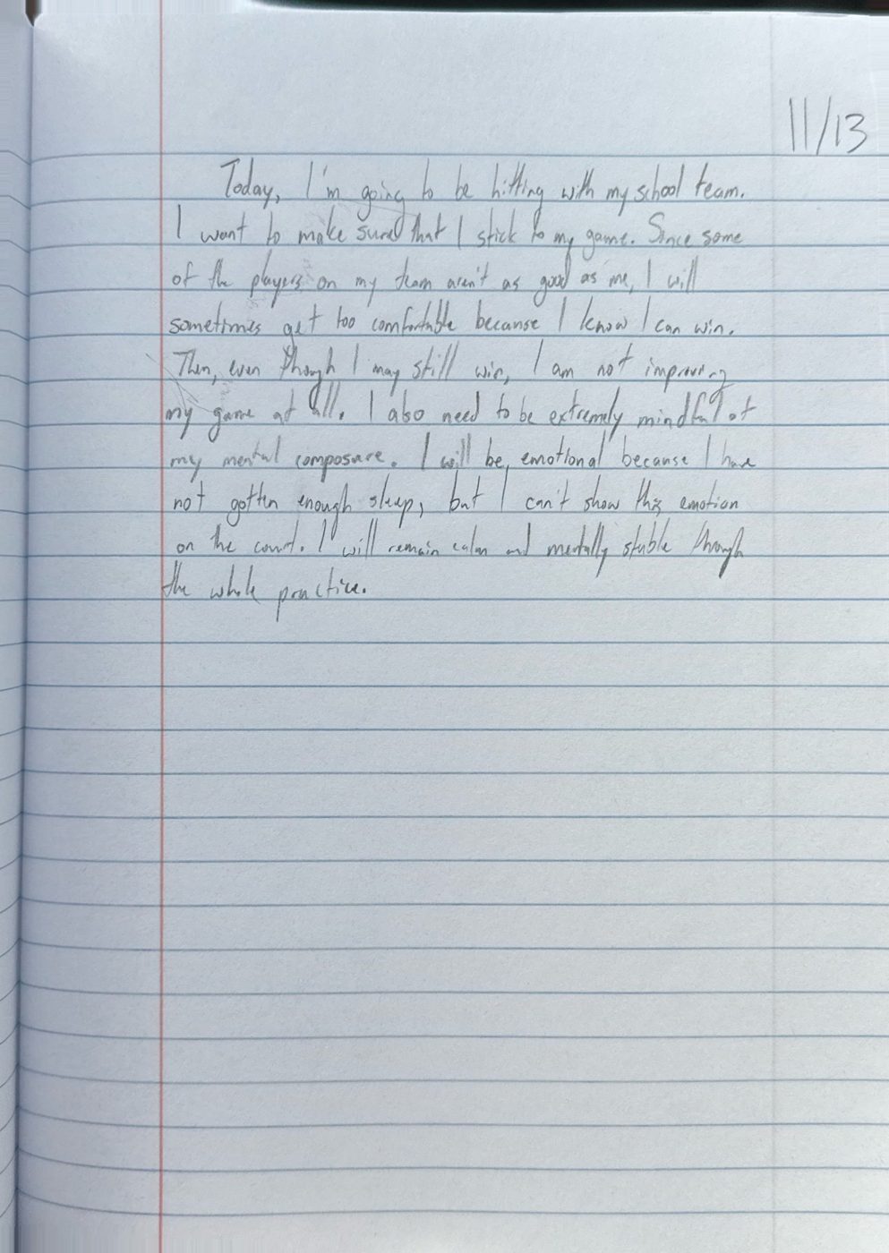 Scan of the handwritten notebook page, November 13, 2024