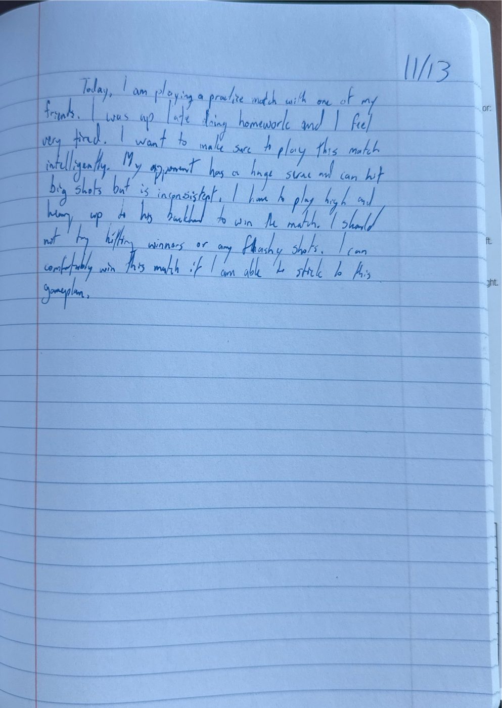 Scan of the handwritten notebook page, November 13, 2024
