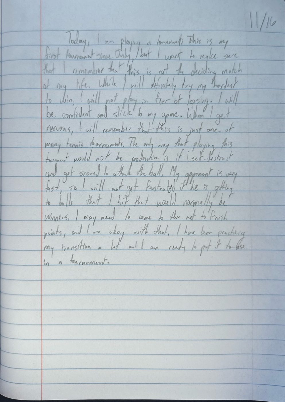 Scan of the handwritten notebook page, November 16, 2024