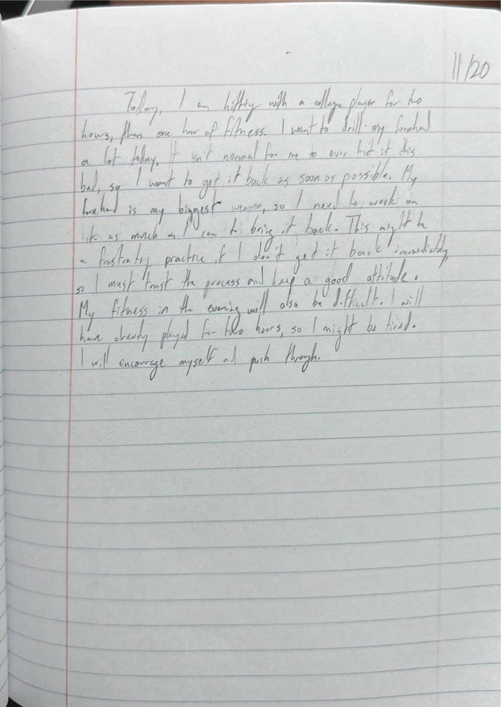 Scan of the handwritten notebook page, November 20, 2024