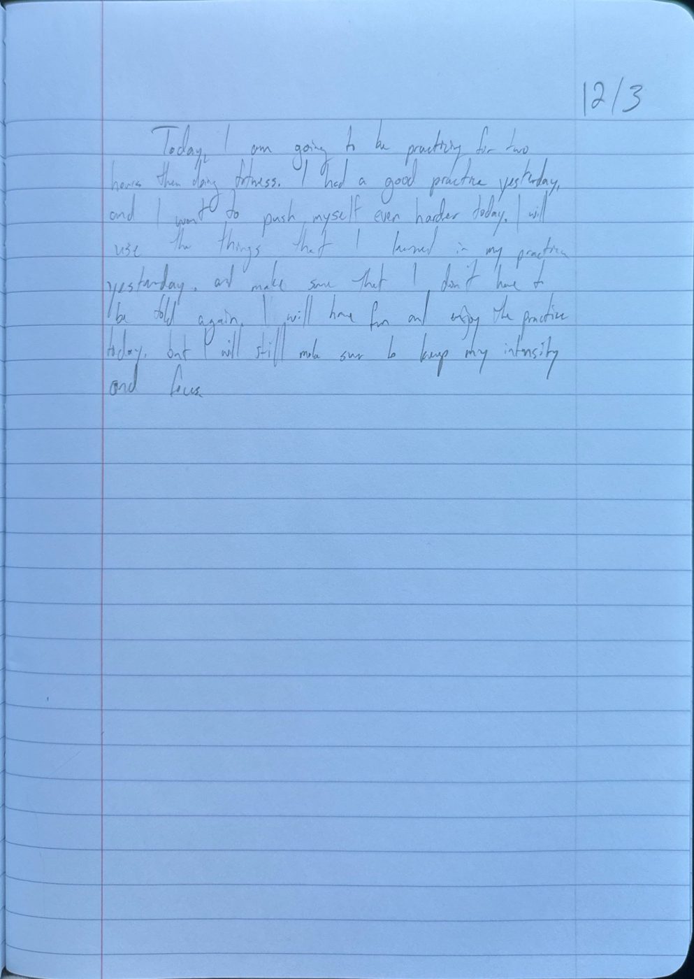 Scan of the handwritten notebook page, December 3, 2024