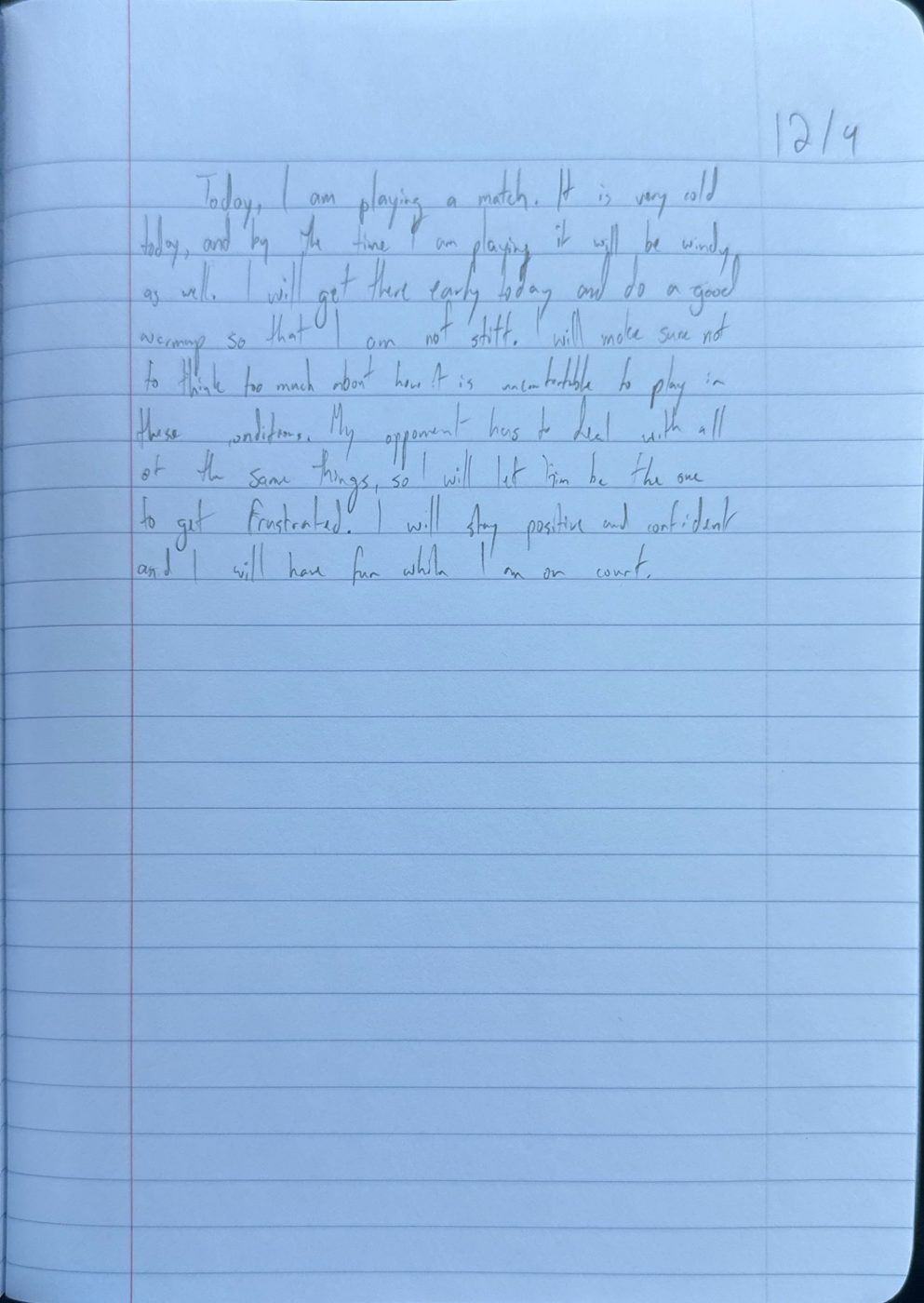 Scan of the handwritten notebook page, December 4, 2024