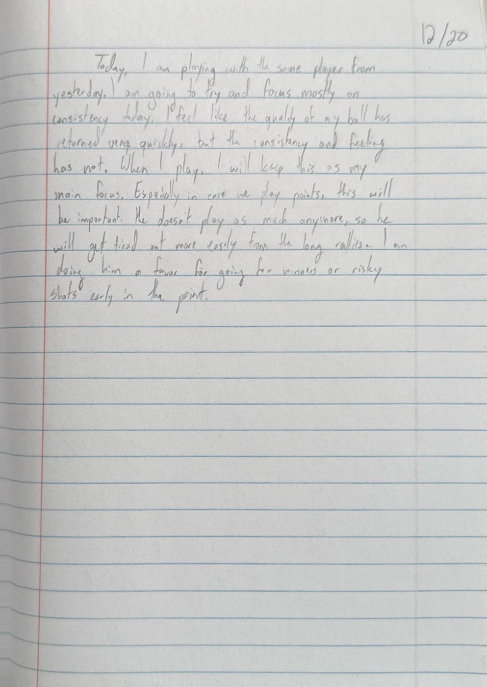 Scan of the handwritten notebook page, December 20, 2024