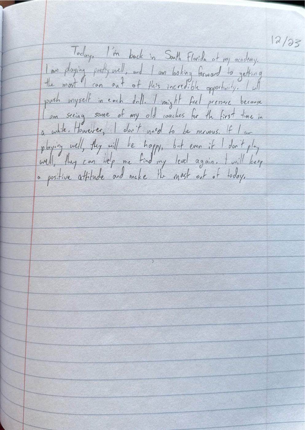Scan of the handwritten notebook page, December 23, 2024