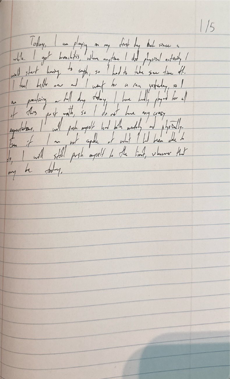 Scan of the handwritten notebook page, January 5, 2025