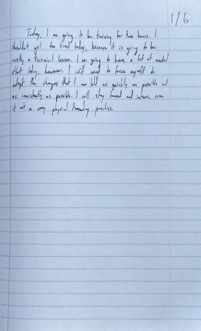 Scan of the handwritten notebook page, January 6, 2025