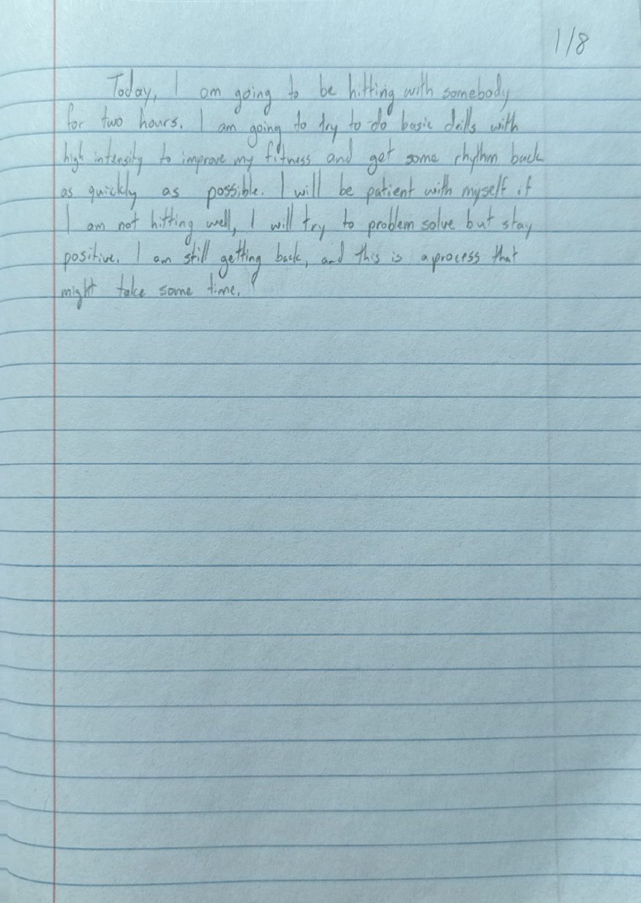 Scan of the handwritten notebook page, January 8, 2025