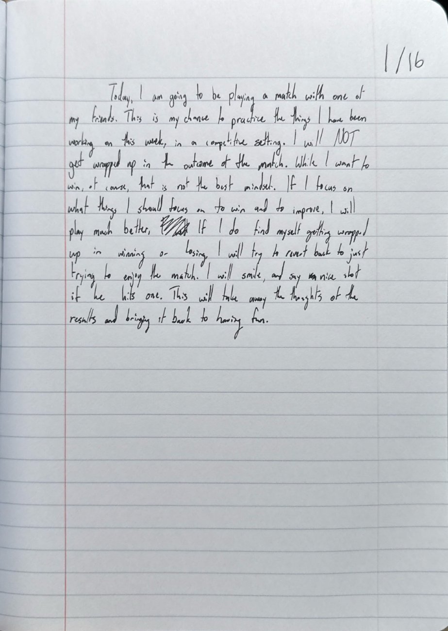 Scan of the handwritten notebook page, January 16, 2025