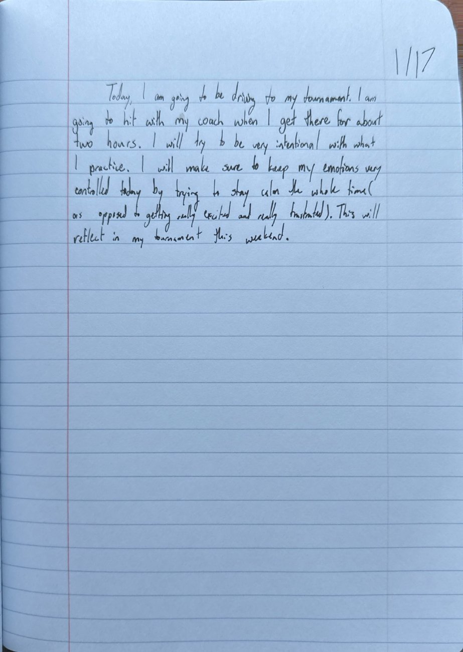 Scan of the handwritten notebook page, January 17, 2025