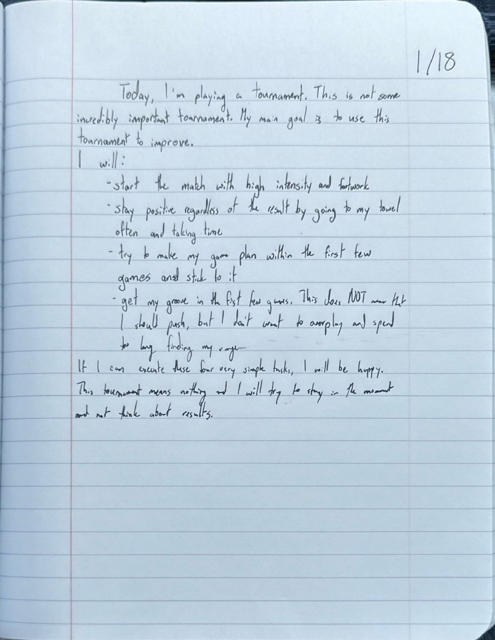Scan of the handwritten notebook page, January 18, 2025