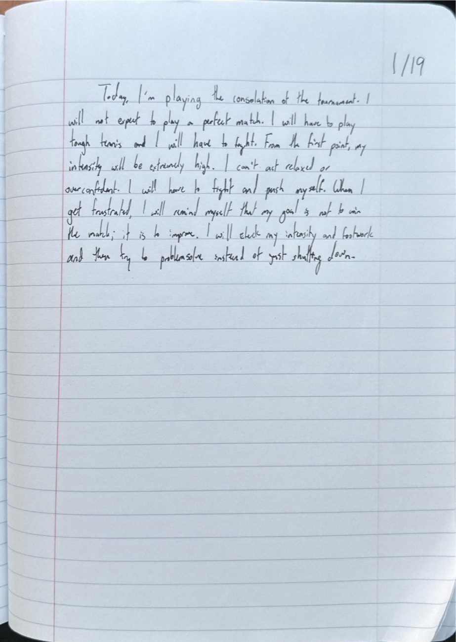 Scan of the handwritten notebook page, January 19, 2025