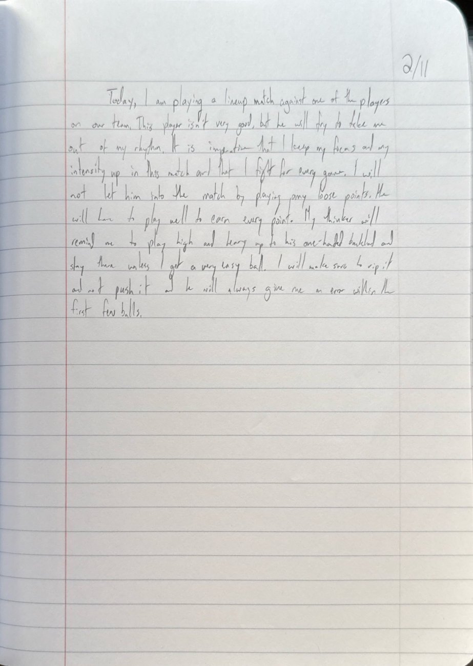 Scan of the handwritten notebook page, February 11, 2025