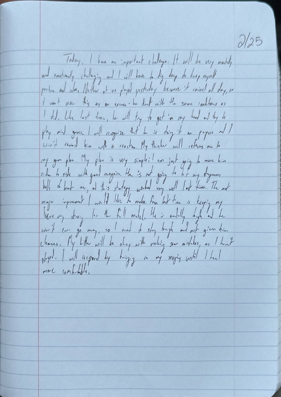 Scan of the handwritten notebook page, February 25, 2025