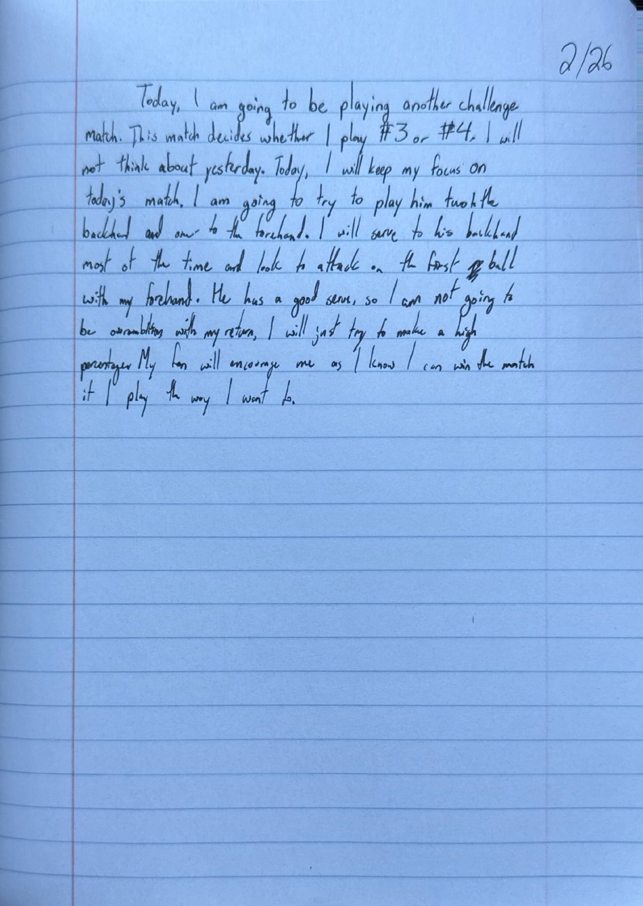 Scan of the handwritten notebook page, February 26, 2025