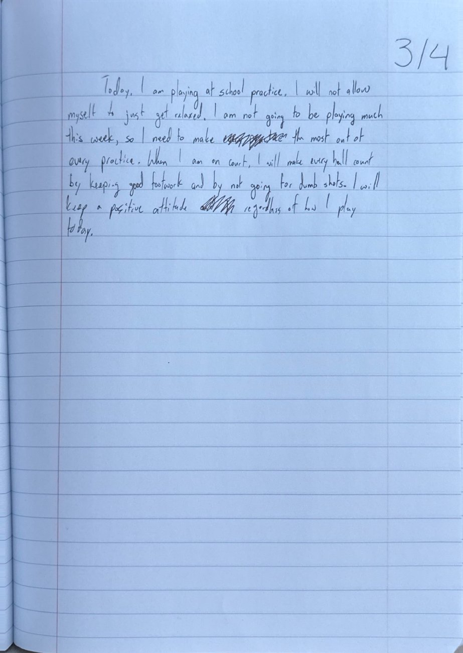 Scan of the handwritten notebook page, March 4, 2025