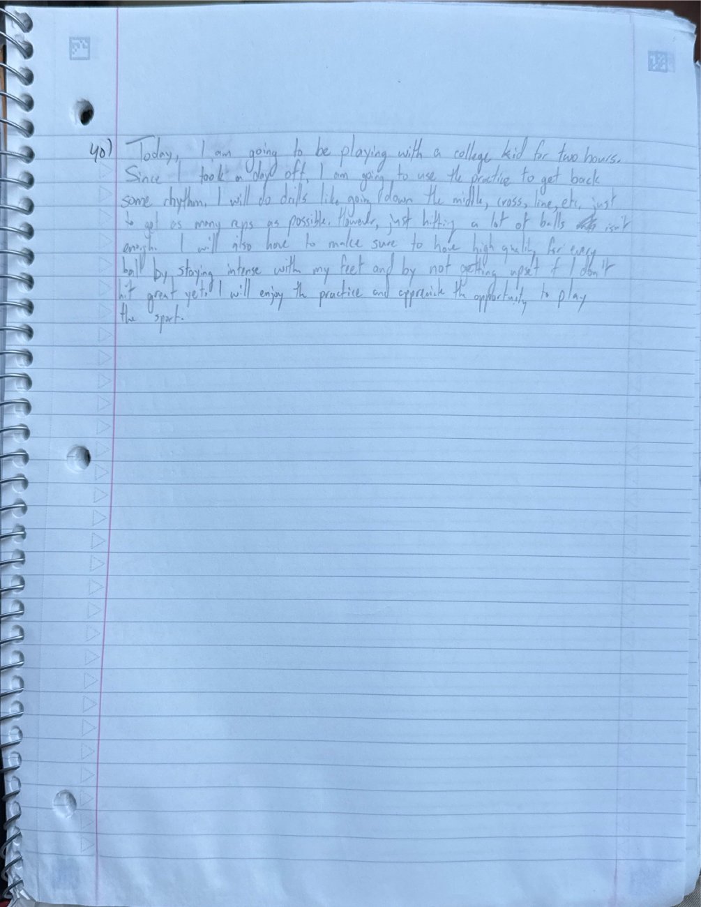 Scan of the handwritten notebook page, April 7, 2025