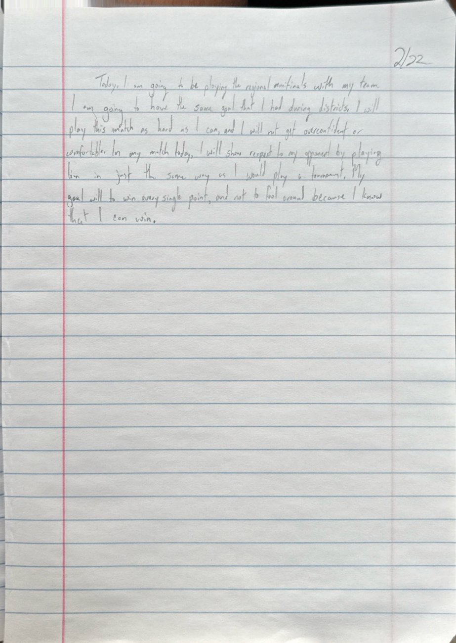 Scan of the handwritten notebook page, April 22, 2025