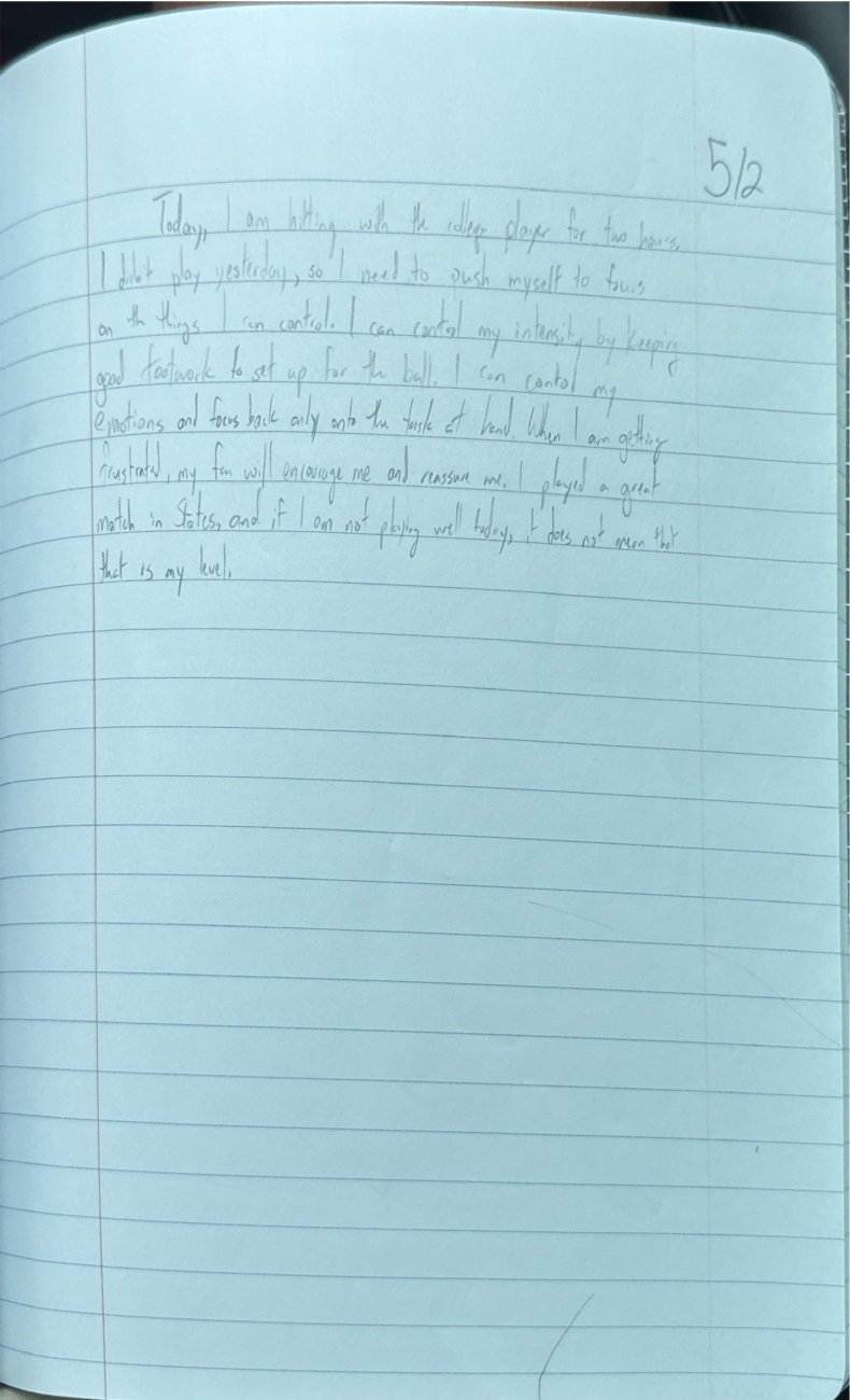 Scan of the handwritten notebook page, May 2, 2025