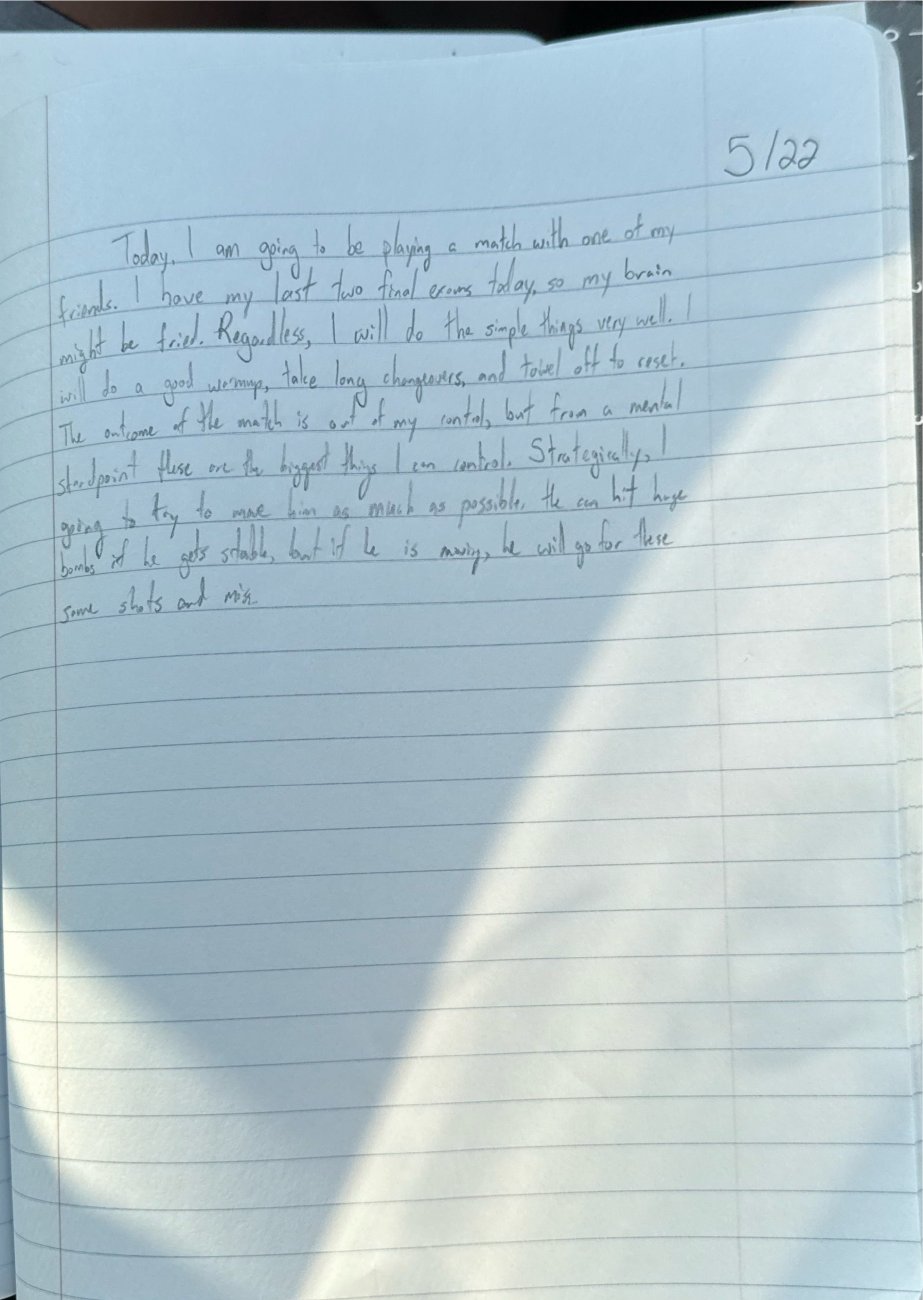 Scan of the handwritten notebook page, May 22, 2025