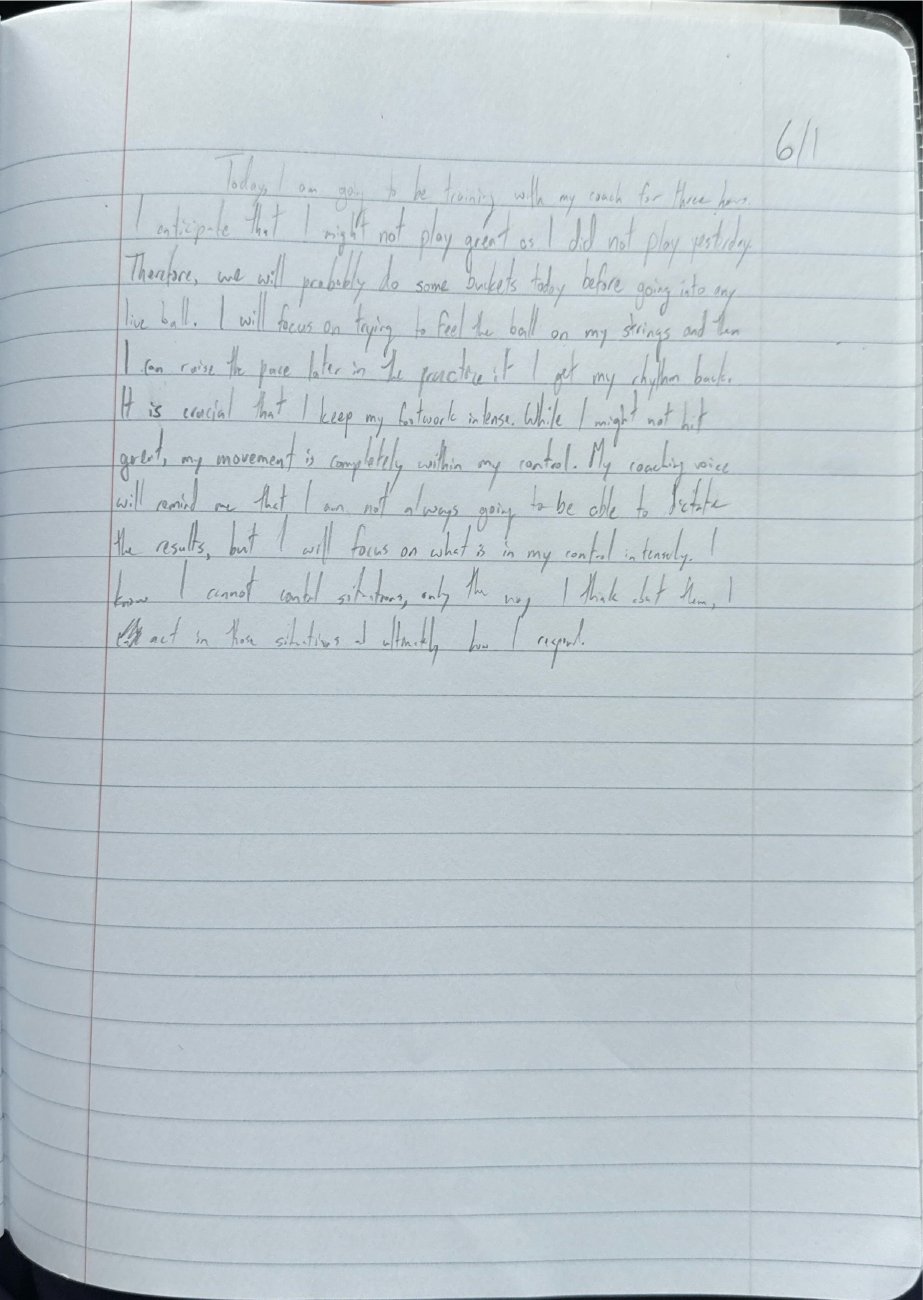 Scan of the handwritten notebook page, June 1, 2025