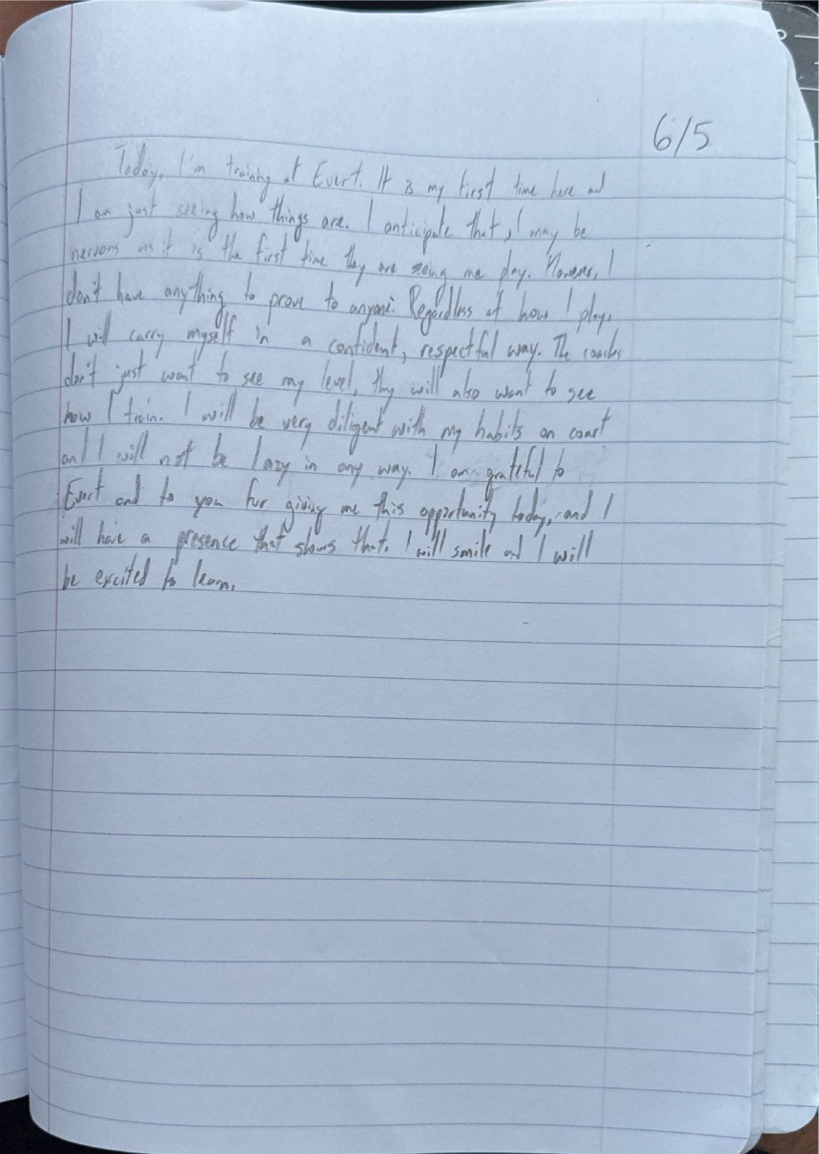 Scan of the handwritten notebook page, June 5, 2025