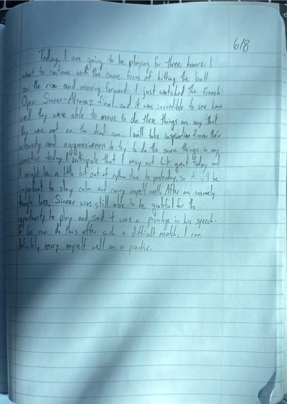 Scan of the handwritten notebook page, June 8, 2025