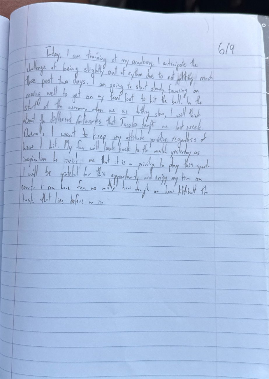 Scan of the handwritten notebook page, June 9, 2025
