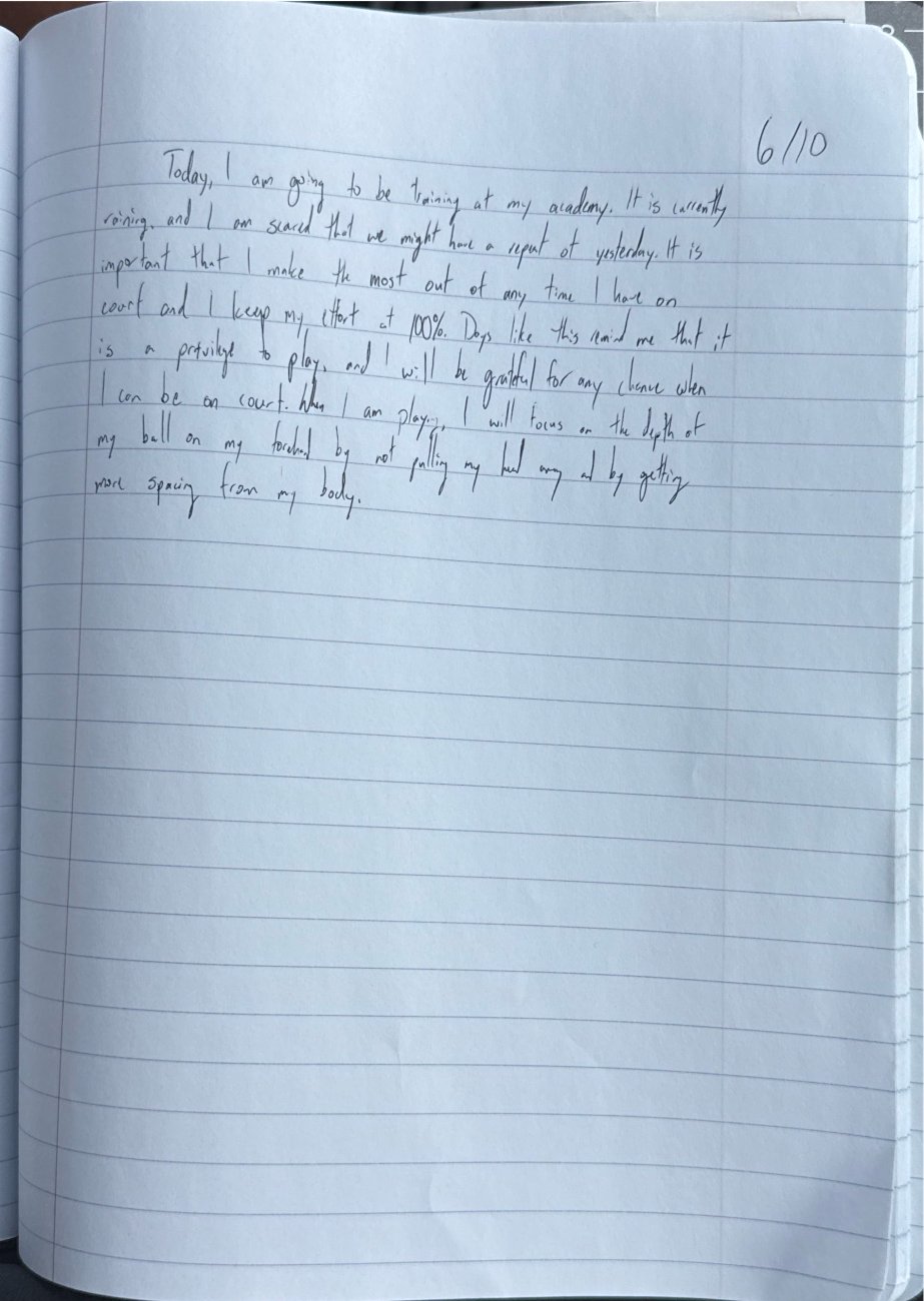 Scan of the handwritten notebook page, June 11, 2025