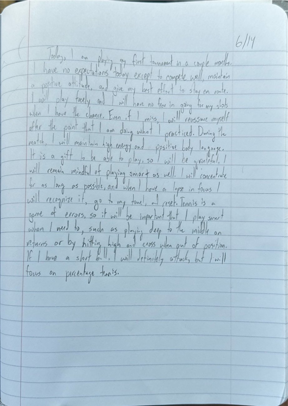 Scan of the handwritten notebook page, June 14, 2025