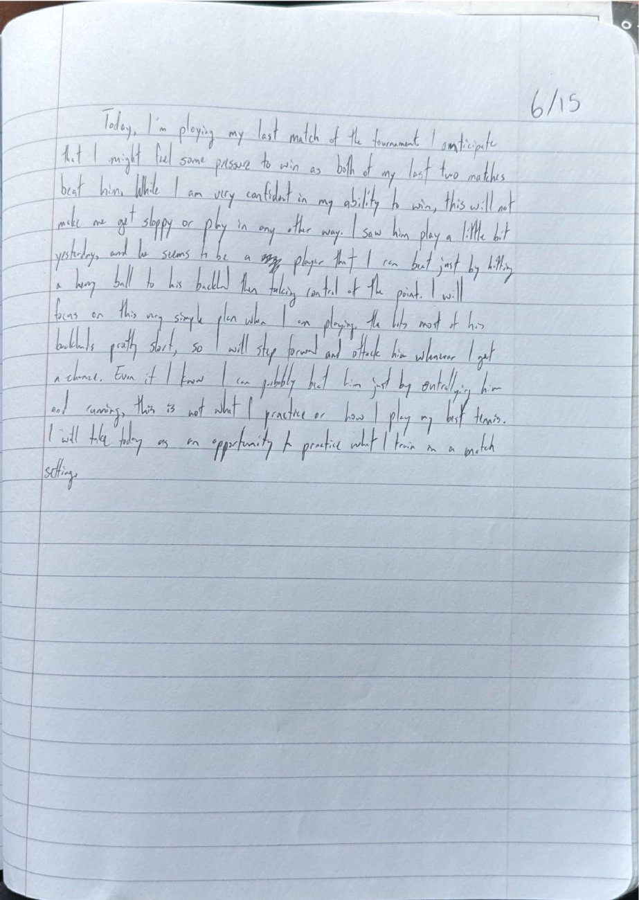 Scan of the handwritten notebook page, June 15, 2025