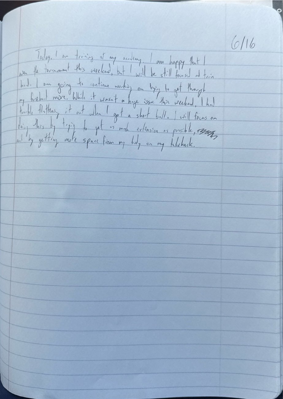 Scan of the handwritten notebook page, June 16, 2025