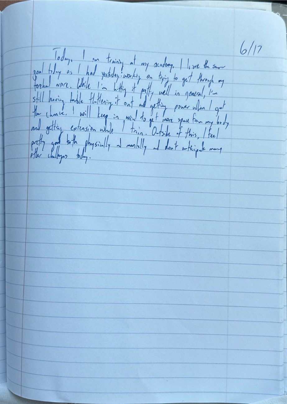 Scan of the handwritten notebook page, June 17, 2025