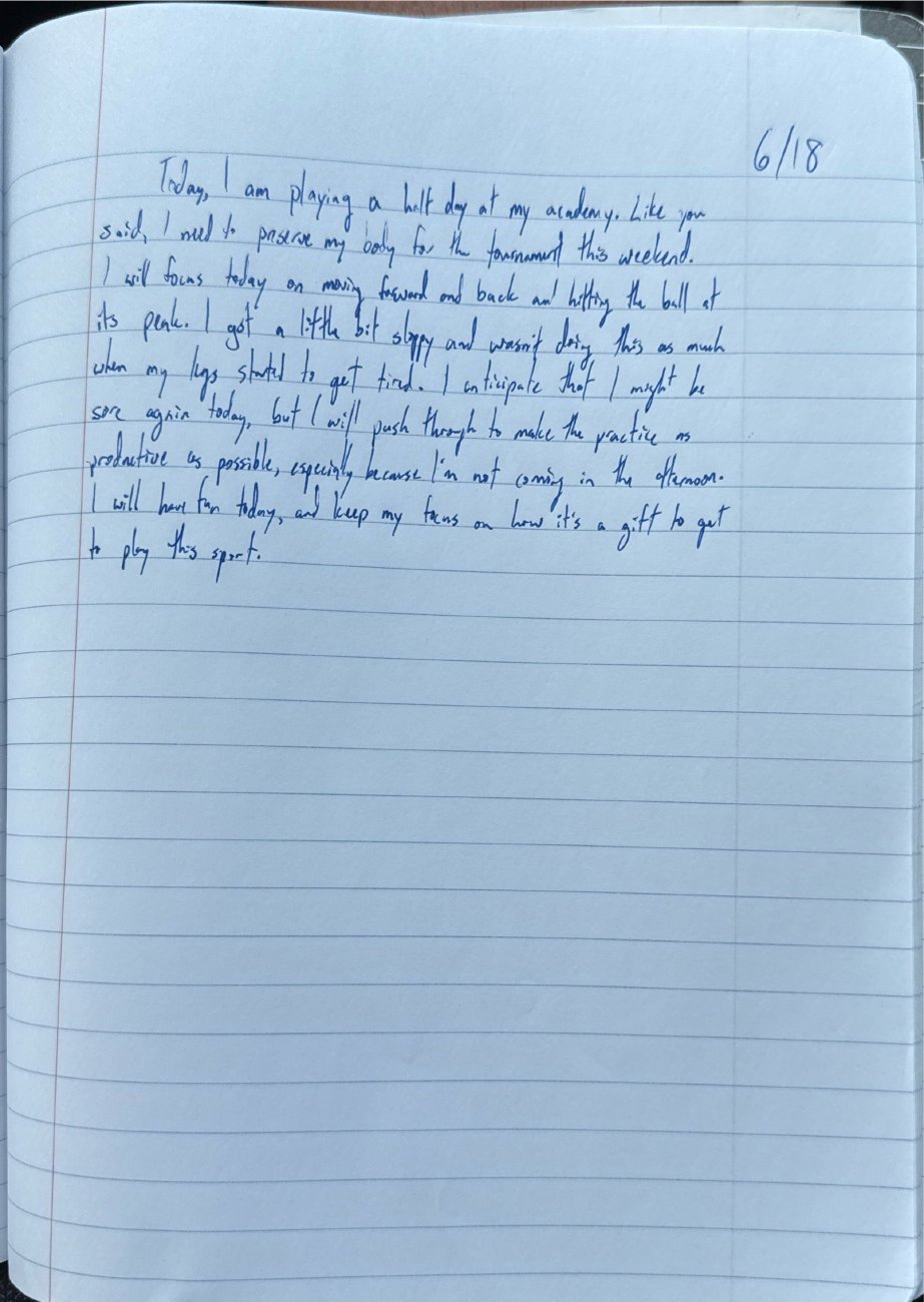 Scan of the handwritten notebook page, June 18, 2025