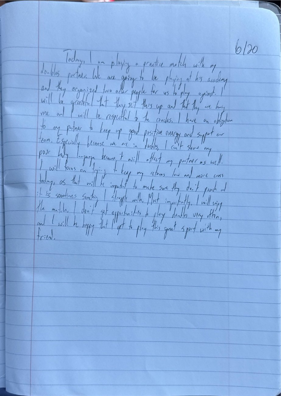 Scan of the handwritten notebook page, June 20, 2025