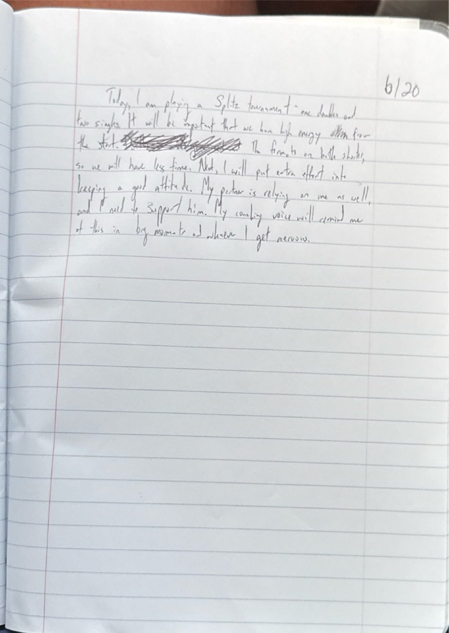 Scan of the handwritten notebook page, June 21, 2025